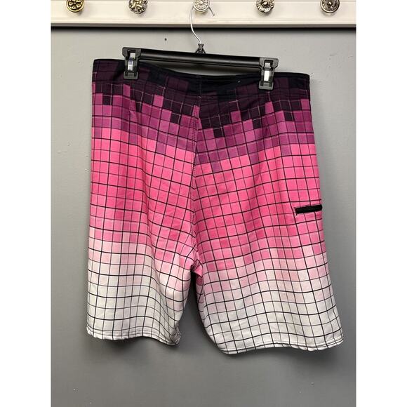 US Apparel Board Shorts Swim Suit Trunks Mens Size L 36 Block Pockets Pink - Picture 2 of 5